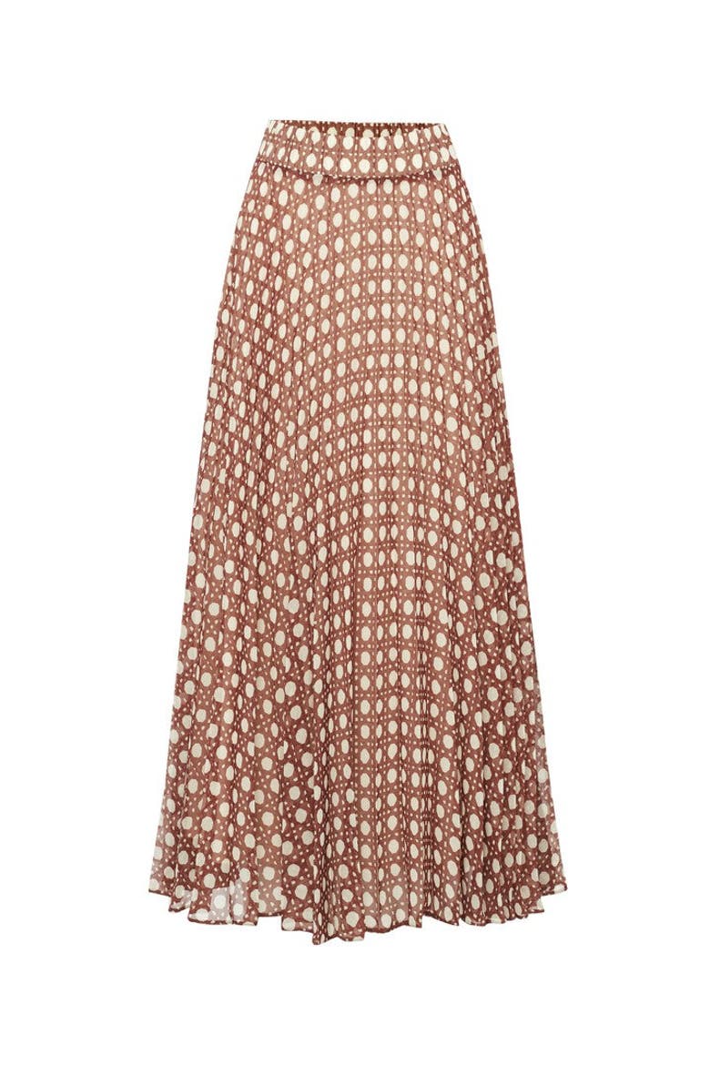 Anita Midi Skirt, Alternate, color, Brown