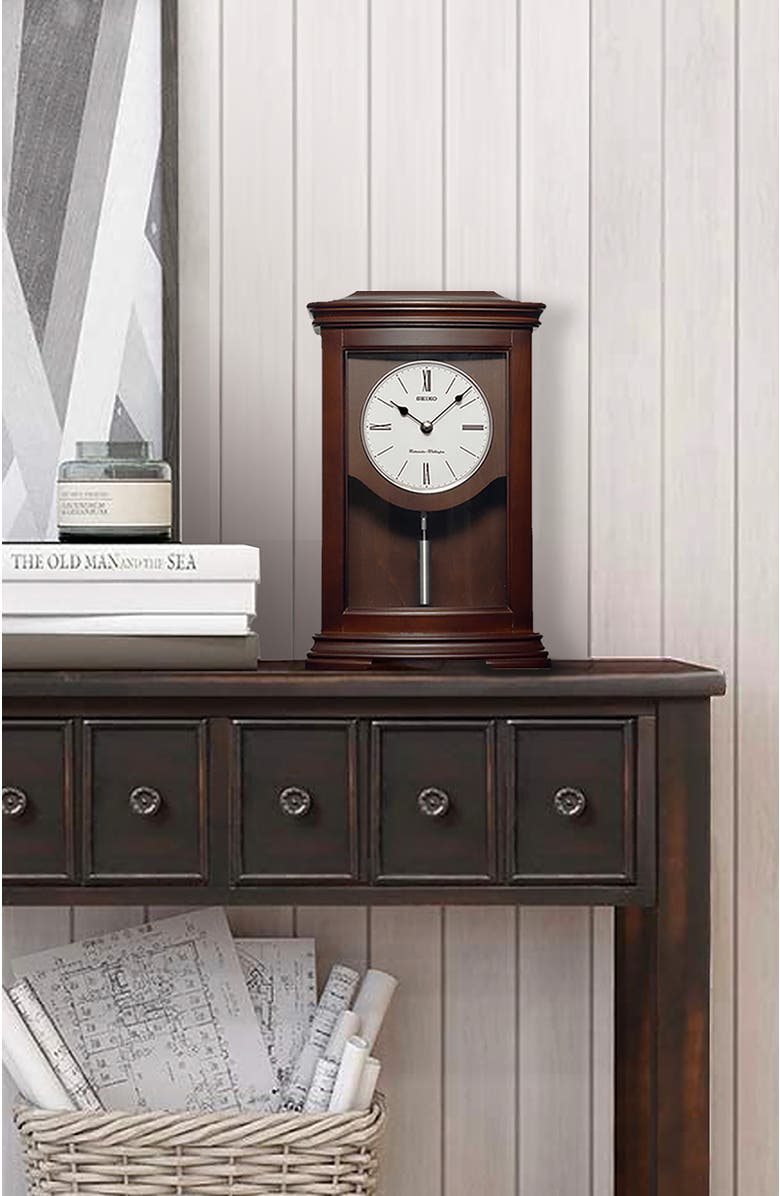 Seiko Suki Pendulum Mantle Chime Clock, Alternate, color, Brown
