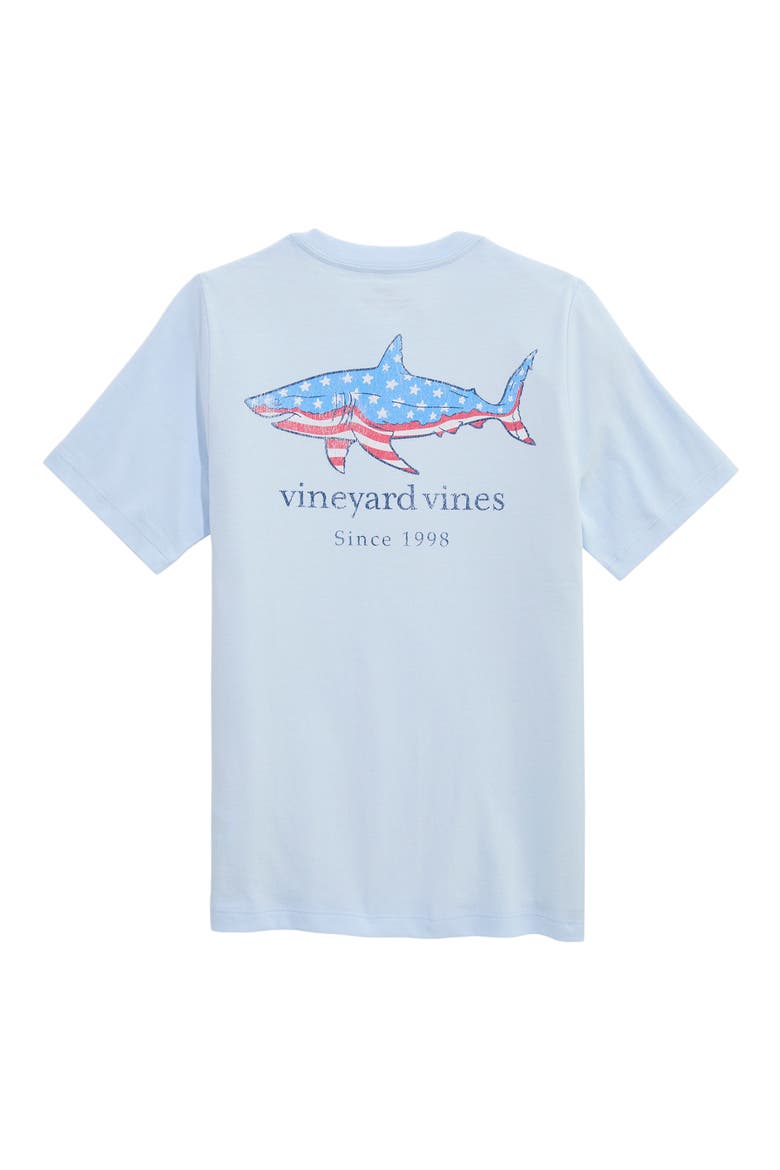 Kids' Flag Shark Graphic Cotton T-Shirt, Alternate, color, ROCKS BLUE