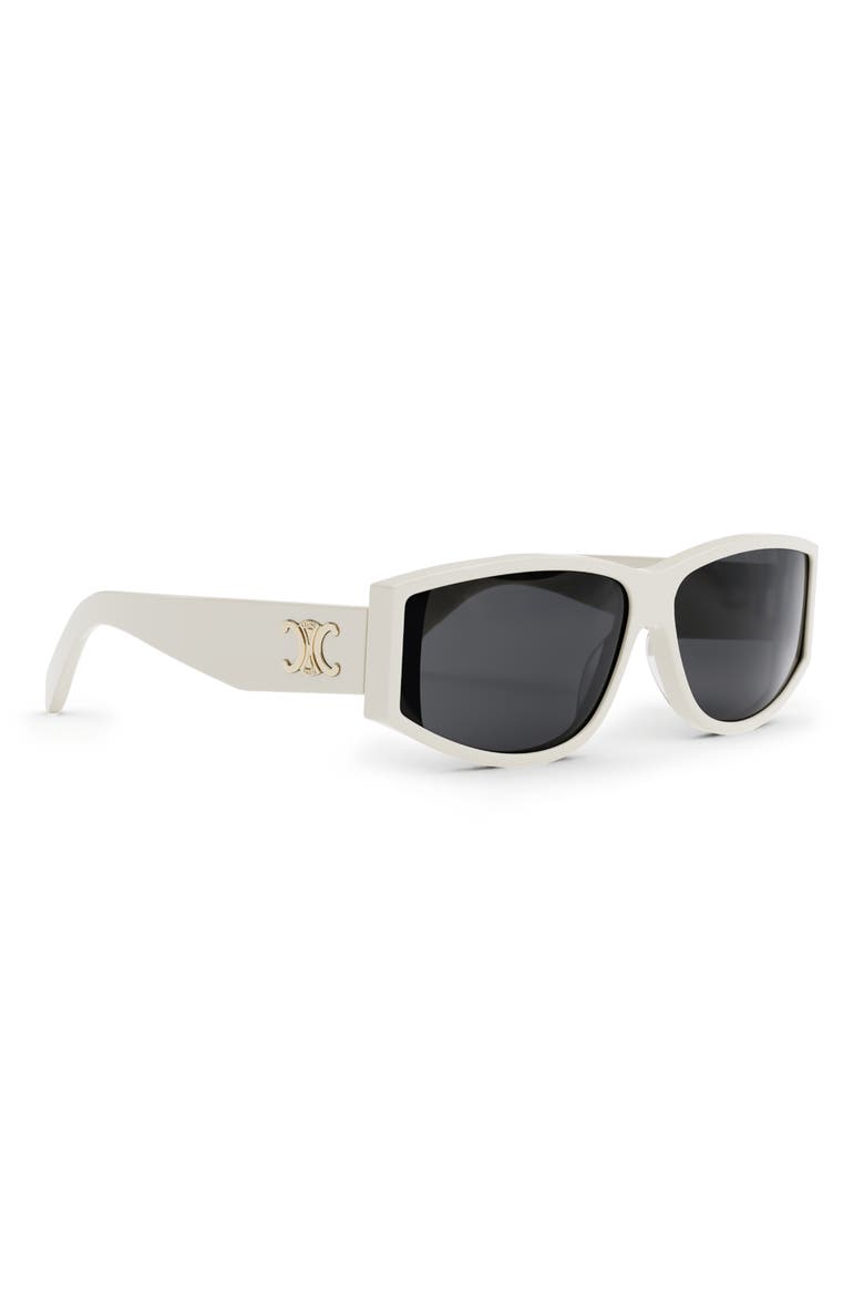 Triomphe 63mm Rectangular Sunglasses, Alternate, color, IVORY / SMOKE