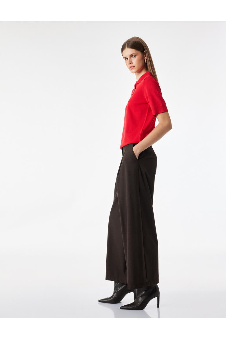 Mid Rise Wide Leg Tailored Trousers, Alternate, color, BROWN