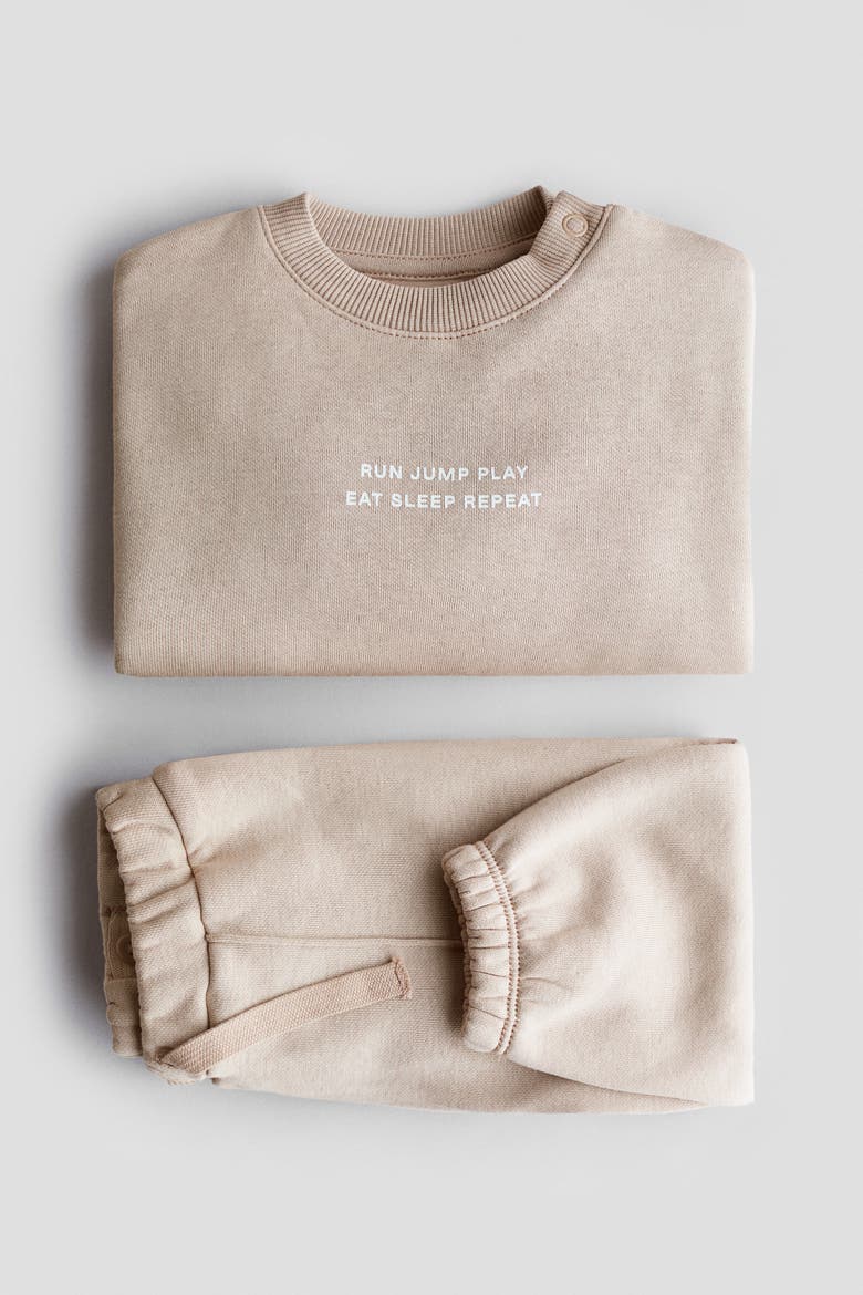 2-piece Printed Sweatshirt Set, Alternate, color, Light beige/Run Jump Play