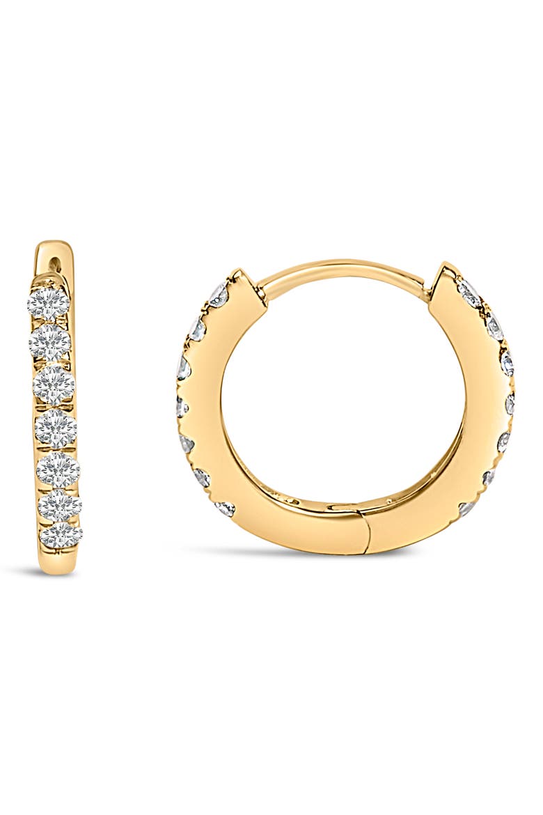 10K Gold 1/4 Cttw Diamond Double Sided Huggie Hoop Earrings, Alternate, color, Yellow