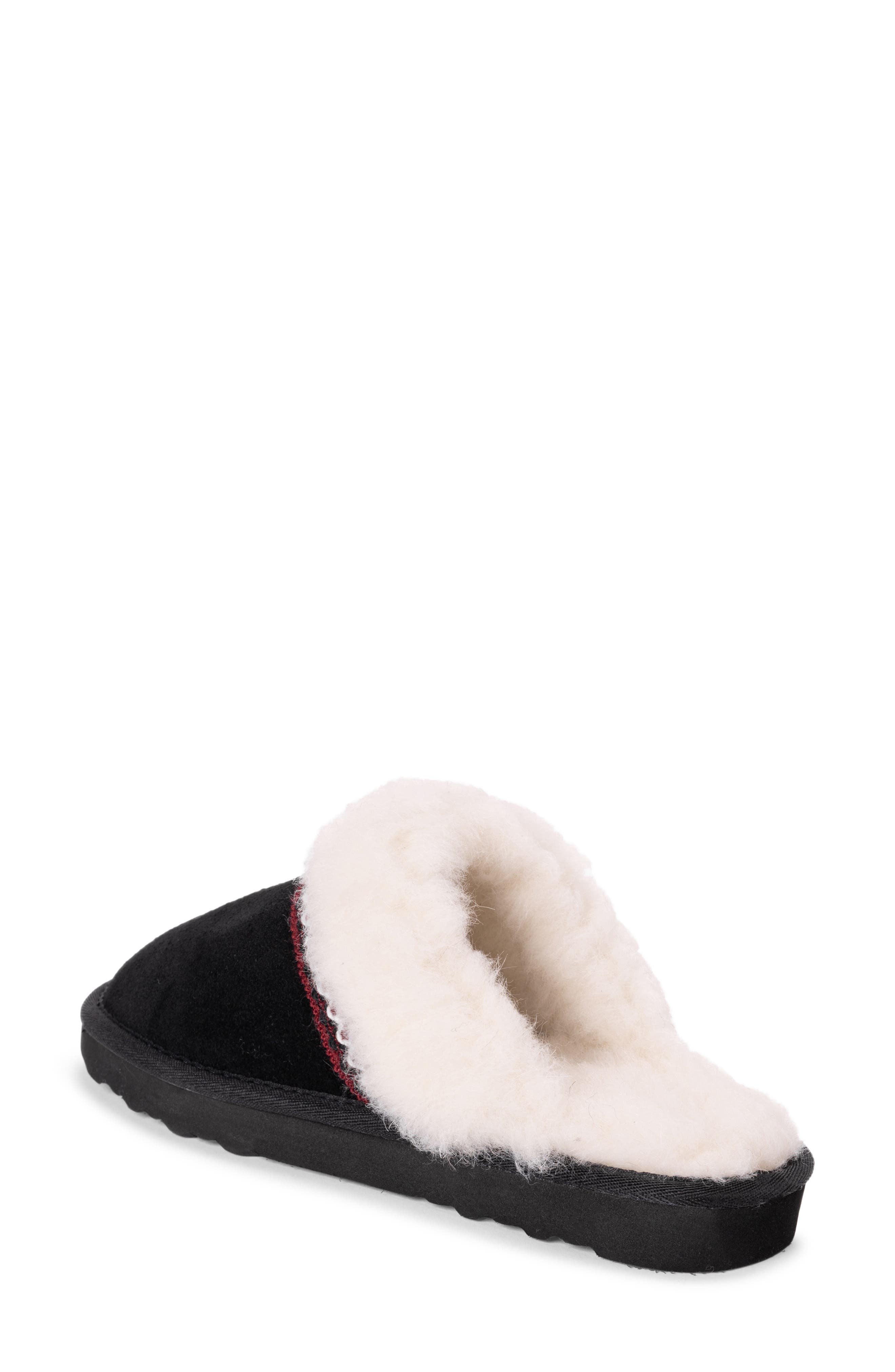 MUK LUKS Dawn Suede Scuff Slipper with Genuine Shearling Trim, Alternate, color, Ebony