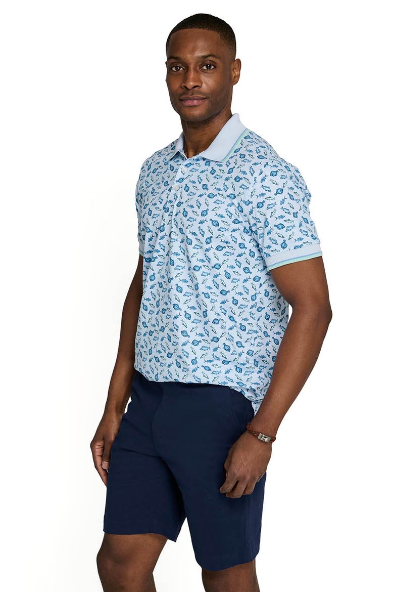 Slim Fit Gone Fishing Polo Short Sleeve Shirt, Alternate, color, NAVY/GREEN