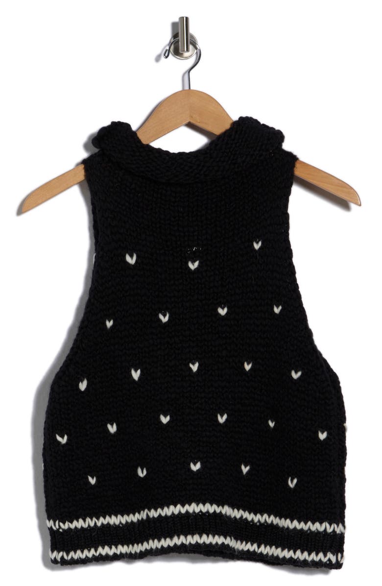 Longchamp Wool Sweater Tank, Alternate, color, Black/ Ivory