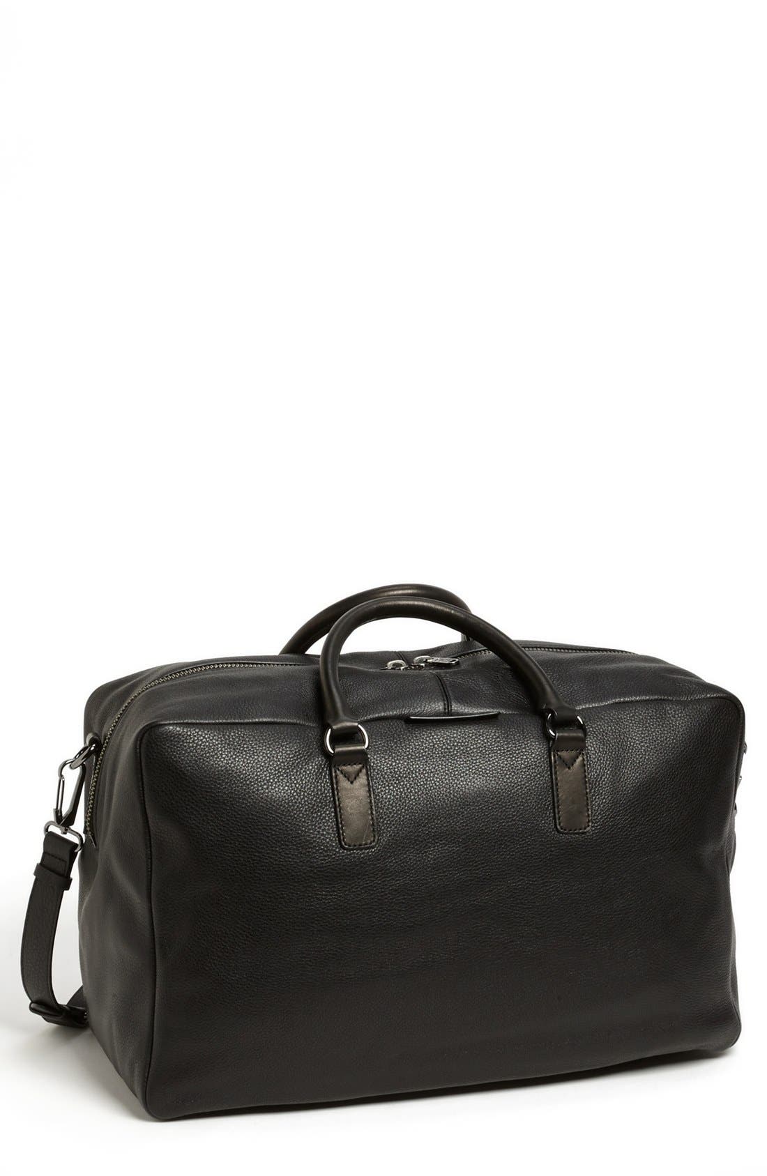 Leather Bag, Main, color, BLACK