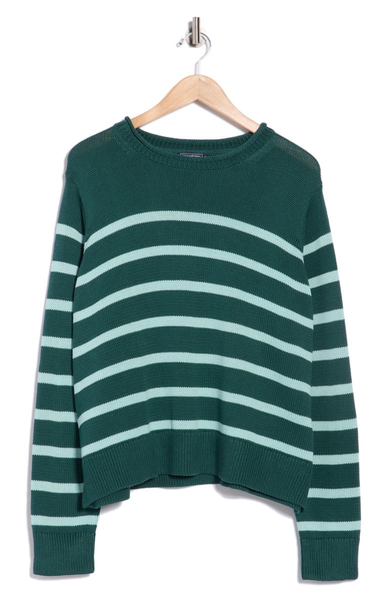 vineyard vines Stripe Roll Neck Cotton Sweater, Main, color, Caley Stripe Green