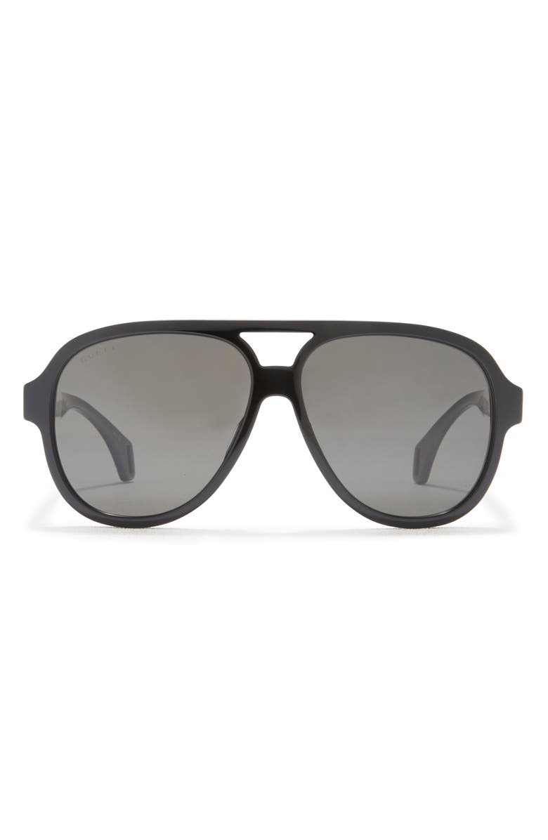 Gucci 58mm Aviator Sunglasses, Main, color, Black White Grey