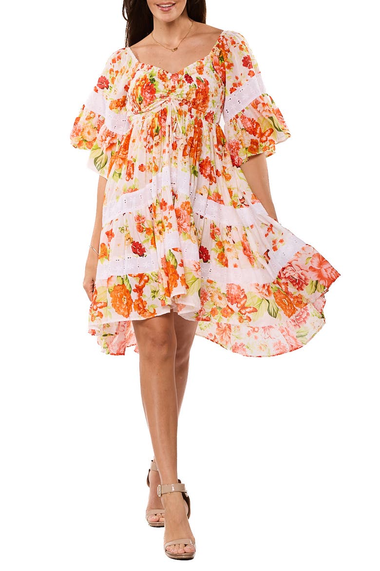 Relaxed Floral Minidress, Main, color, ORANGE