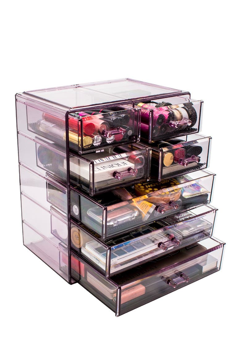 Acrylic 7 Drawer Cosmetics Makeup & Jewelry Storage Case Display, Alternate, color, PURPLE