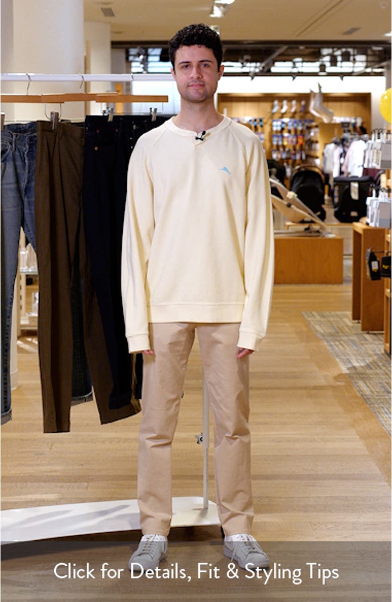 Montego Bay Abaco Long Sleeve Cotton & Lyocell Notch Neck Sweatshirt, sales video thumbnail