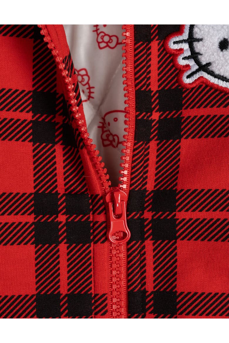 Varsity Bomber Jacket, Alternate, color, Hello Kitty Red Plaid