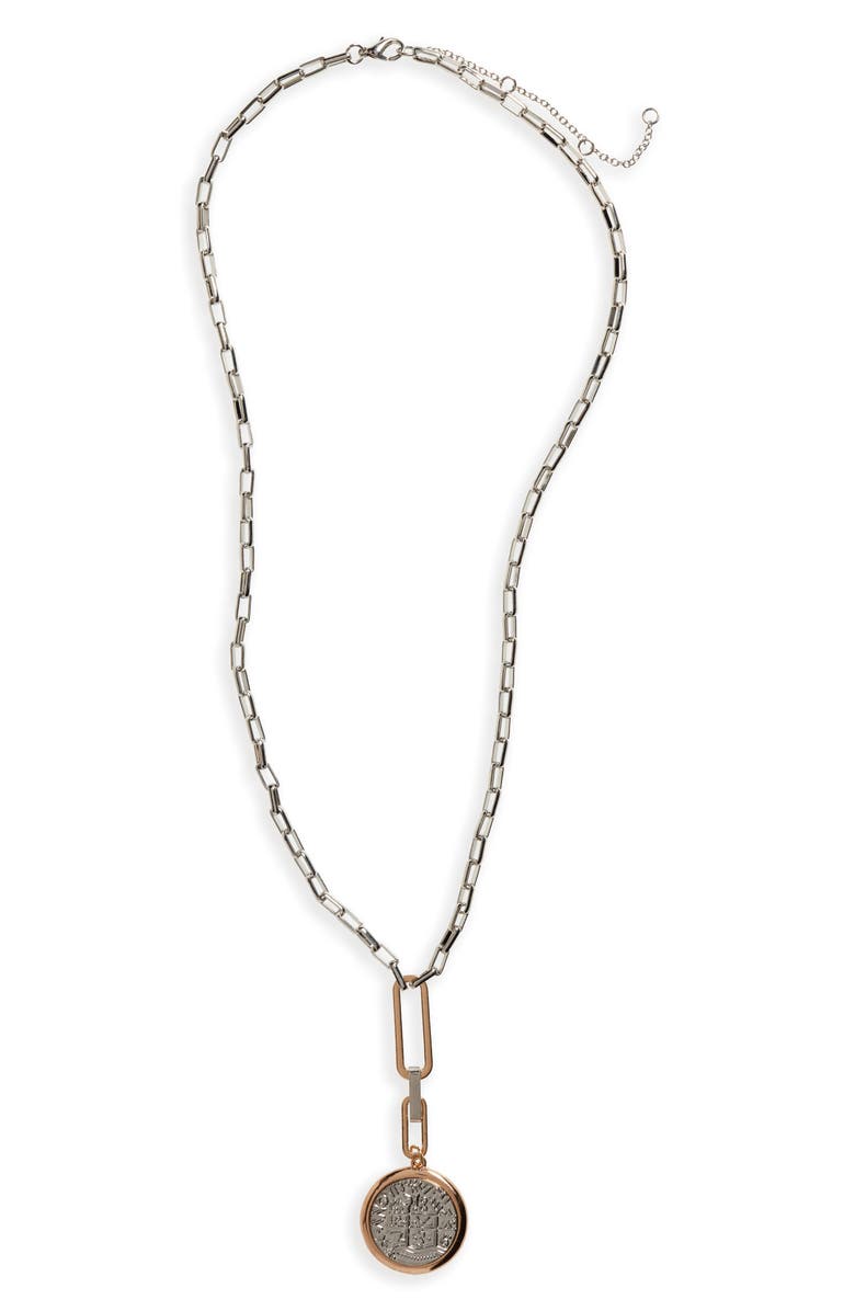 BP. Medallion Chainlink Y-Necklace, Main, color, 