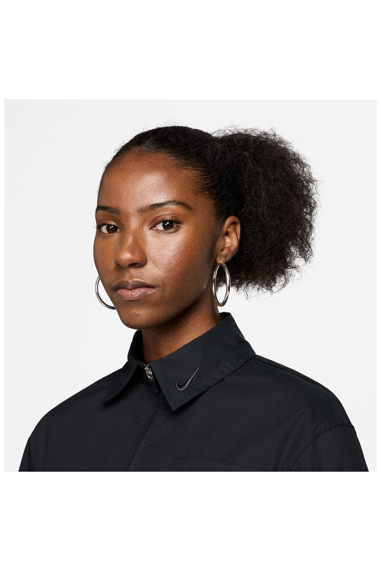 Zip-Up Poplin Crop Top, Alternate, color, BLACK/ ANTHRACITE
