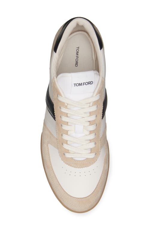 Tom Ford Terence Leather And Suede Sneakers In Dune/black Amber