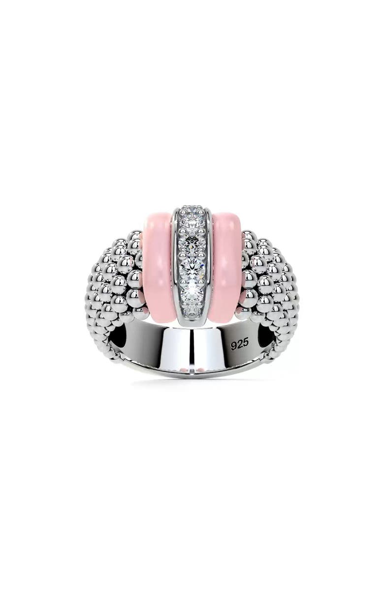 LAGOS Pink Caviar Ceramic Diamond Ring, Alternate, color, Pink