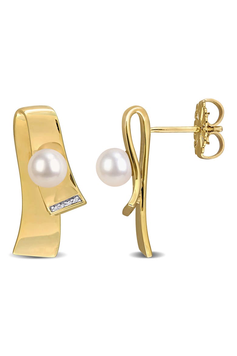 Cultured Freshwater Pearl Drop Earrings, Main, color, WHITE GOLD