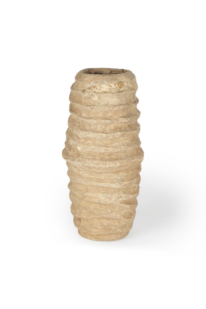Kamli Small Paper Mache Vase, Main, color, Beige