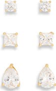 NORDSTROM RACK Set of 3 Mixed Cut Cubic Zirconia Stud Earrings