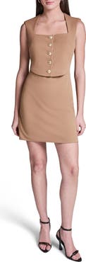 BCBG Plry Button-Front Vest Minidress