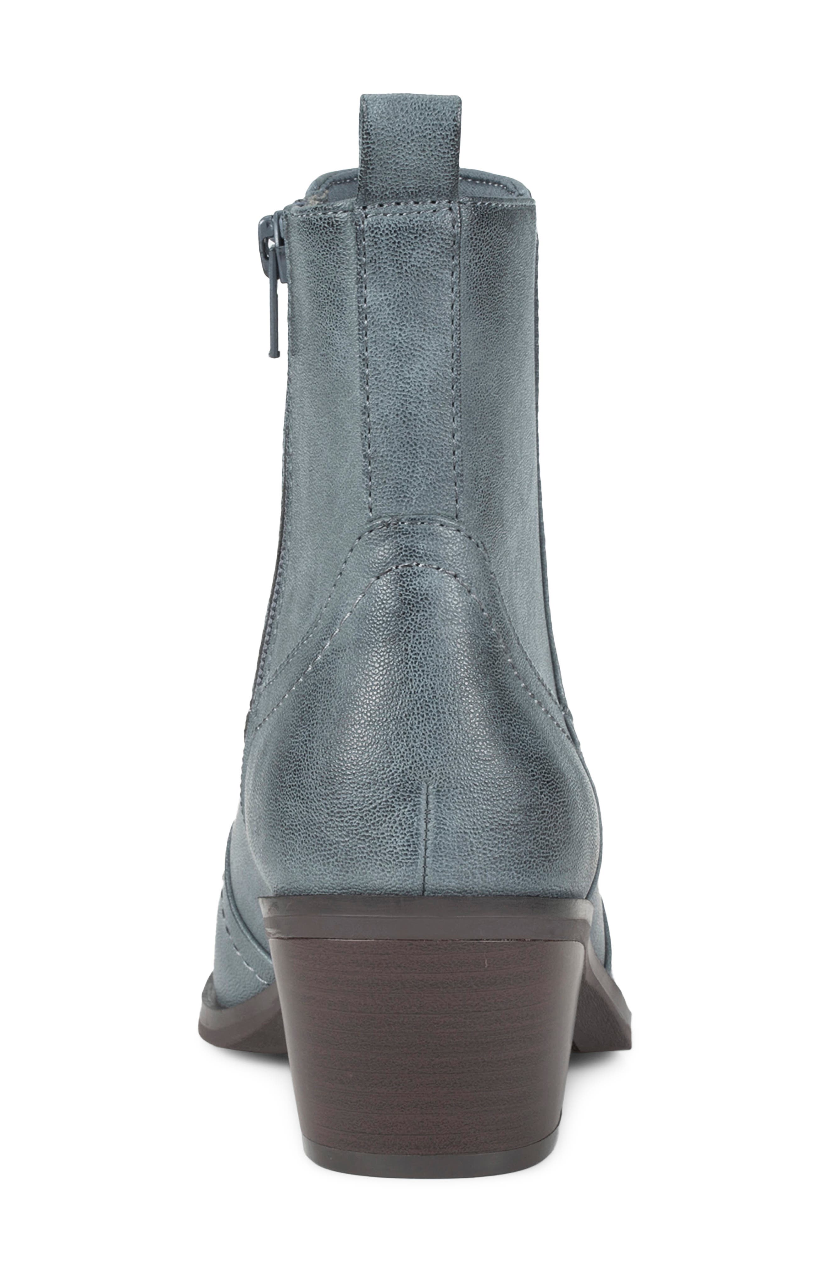 Dainah Croc Embossed Faux Leather Western Bootie, Alternate, color, NAVY
