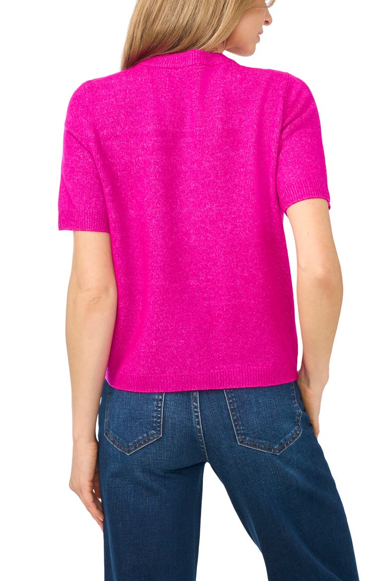 Bow Detail Short Sleeve Cardigan, Alternate, color, MAGENTA