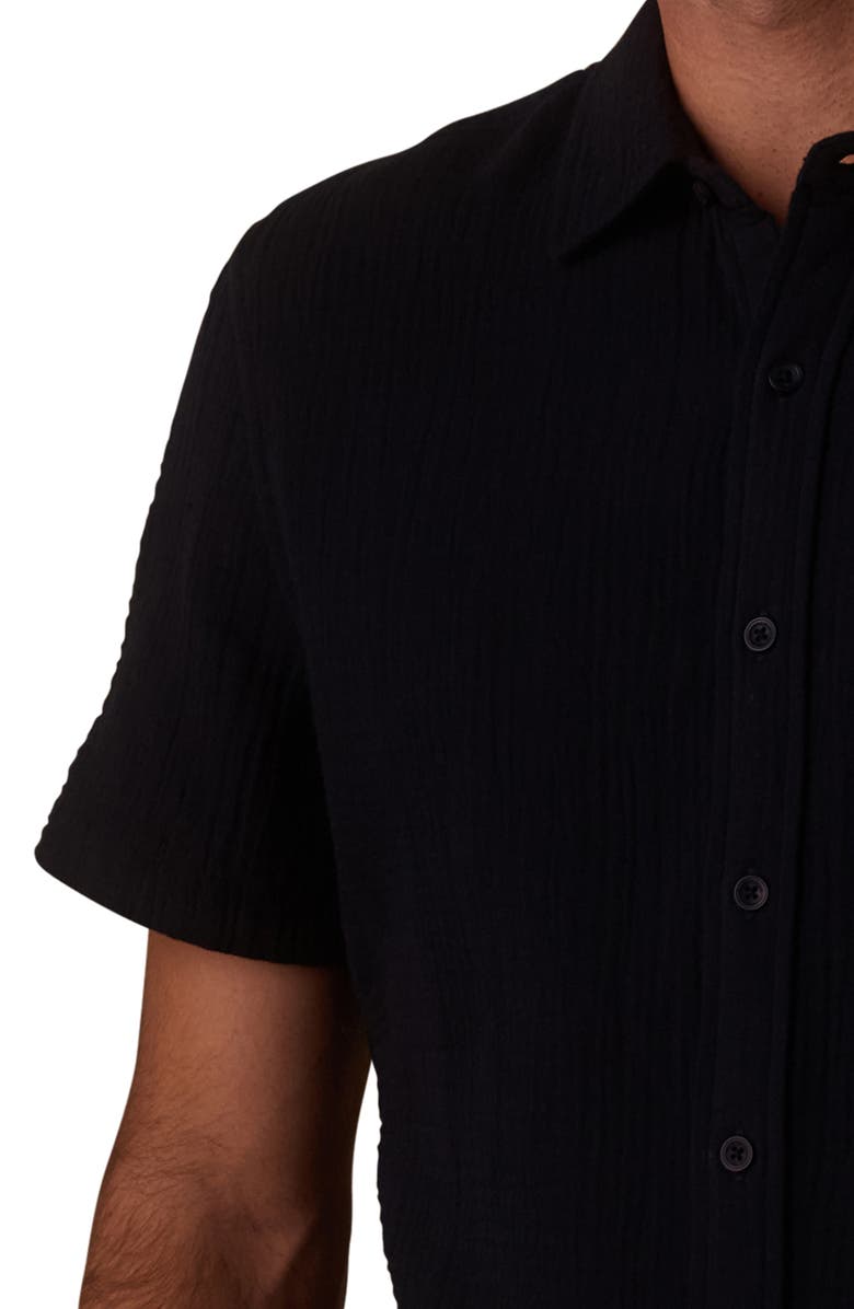 The Normal Brand Kalo Cotton Gauze Short Sleeve Button-Up Shirt, Alternate, color, Navy