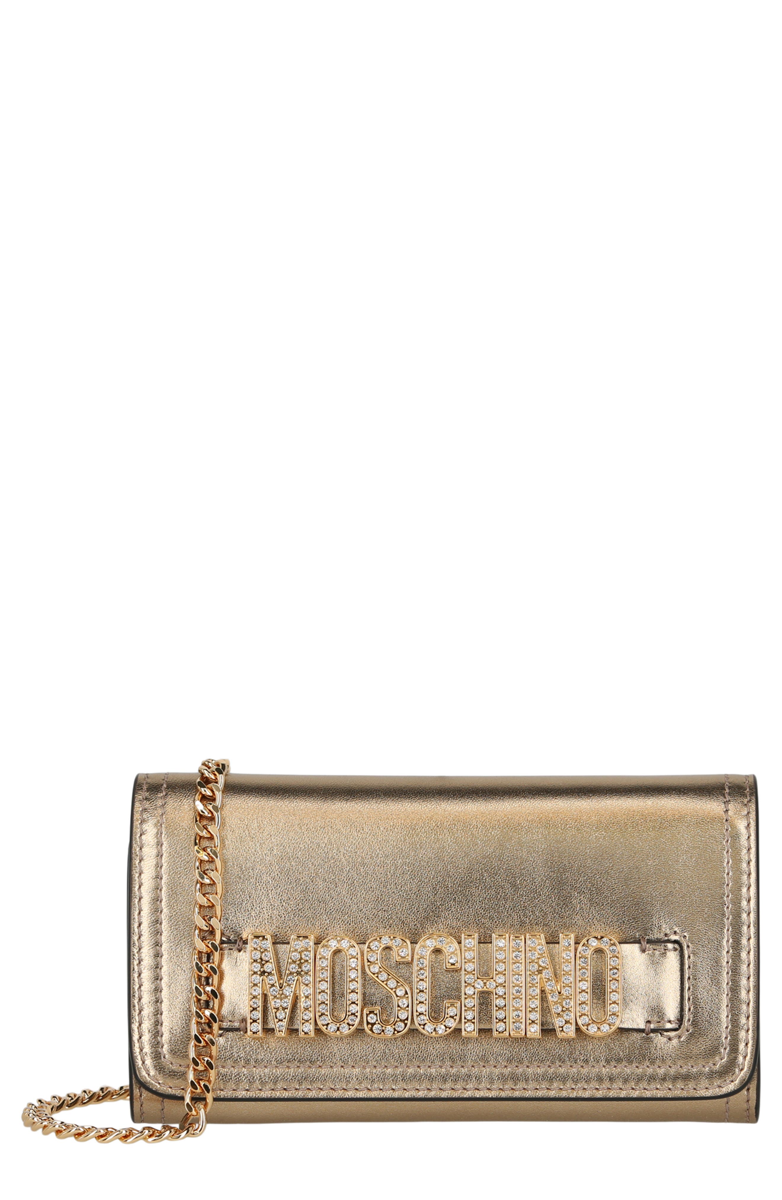 Moschino Logo Clutch, Main, color, 