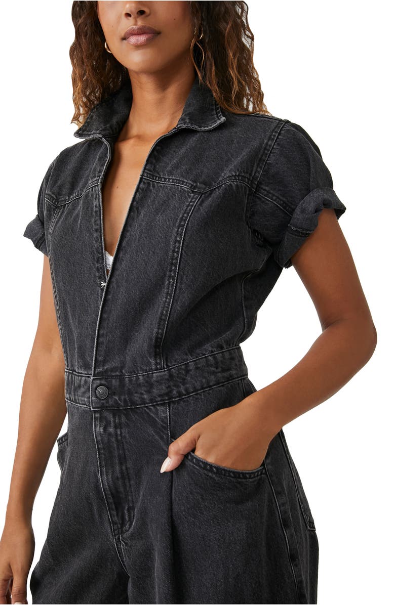 Free People Marla Denim Utility Jumpsuit, Alternate, color, 