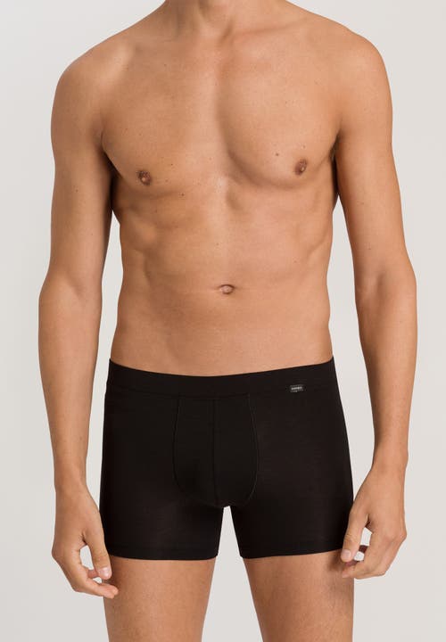 Hanro Natural Function Tencel And Cotton Boxer Brief In Deep Black