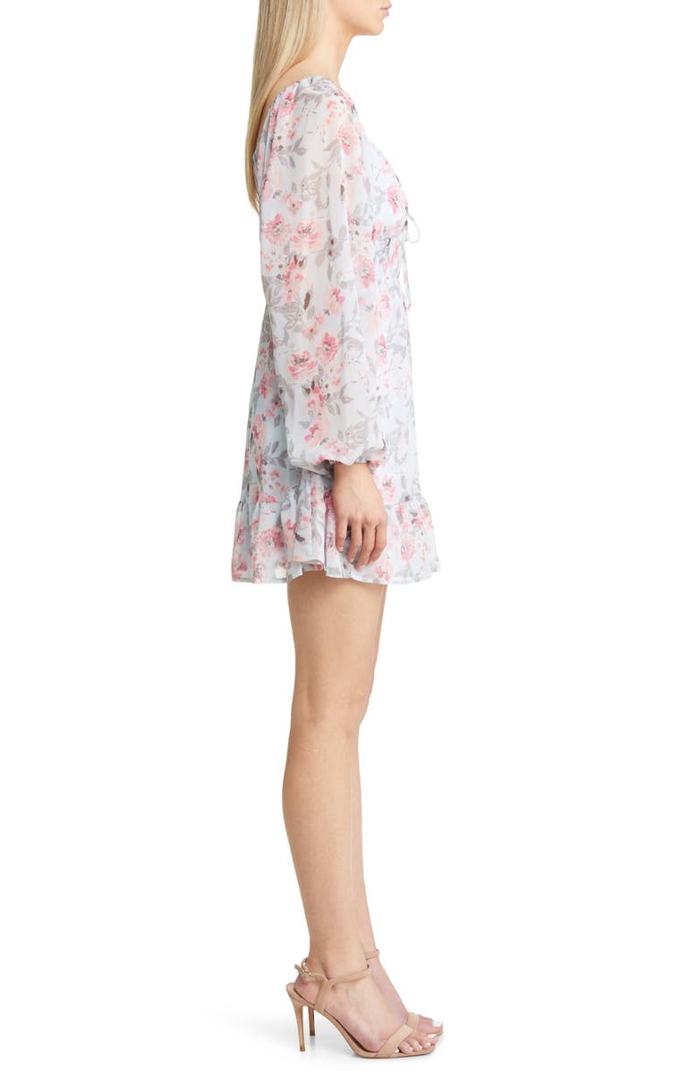 NEXT UP Floral Long Sleeve Babydoll Minidress, Alternate, color, 