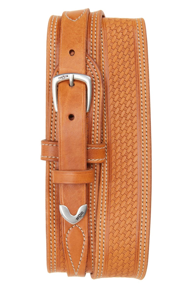 Vaccheta Leather Belt, Main, color, BROWN