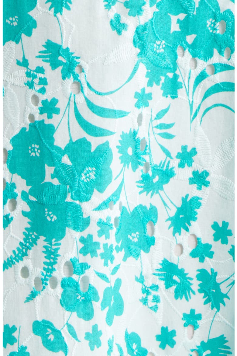 Floral Ruffle Tiered Midi Dress, Alternate, color, CRISPT WHITE/ BERYL GREEN