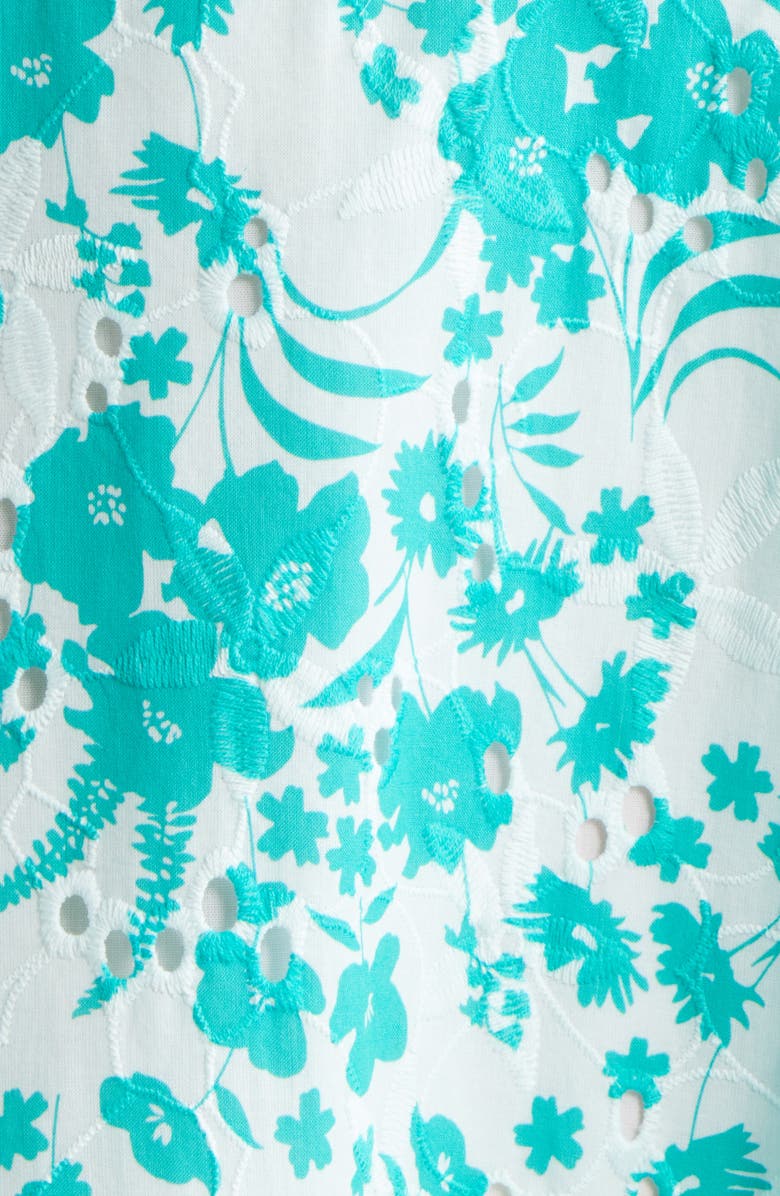 Anne Klein Floral Ruffle Tiered Midi Dress, Alternate, color, Crispt White/ Beryl Green