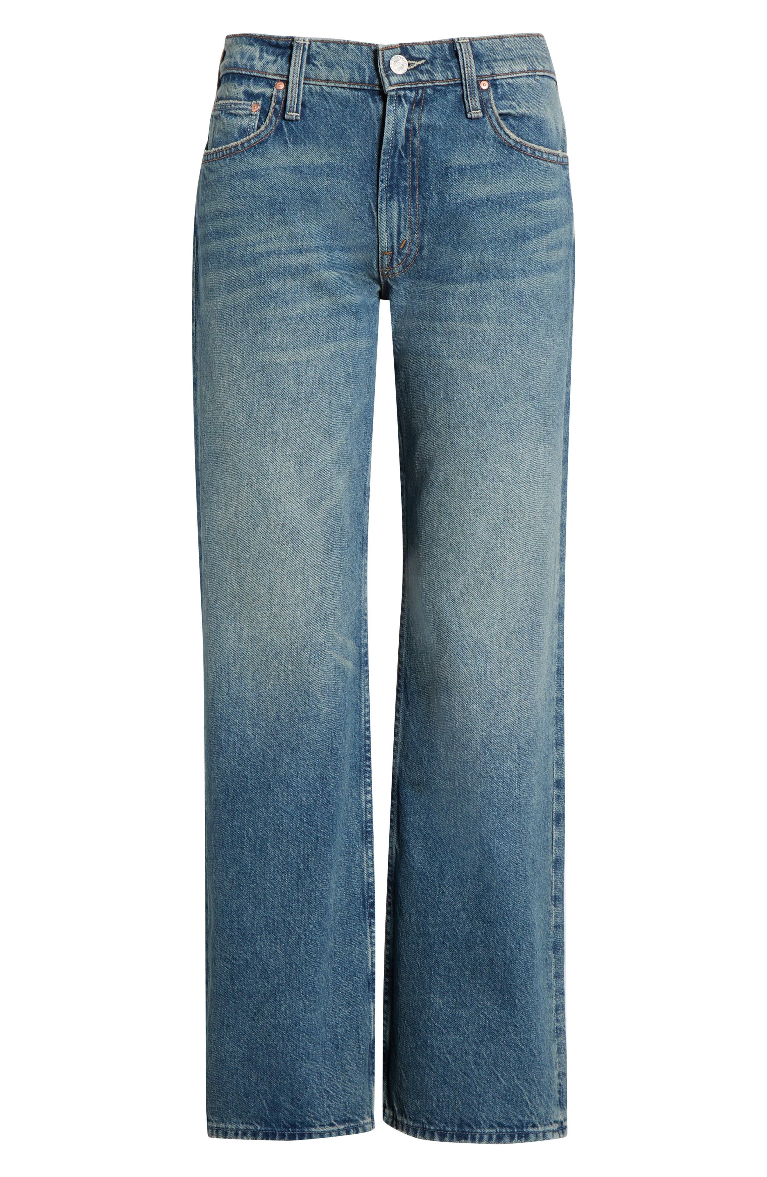 Mother Jeans The Rerun Zip Sneak With Belt Loops And Logo Embroidery On The Back In Blue Denim For Women