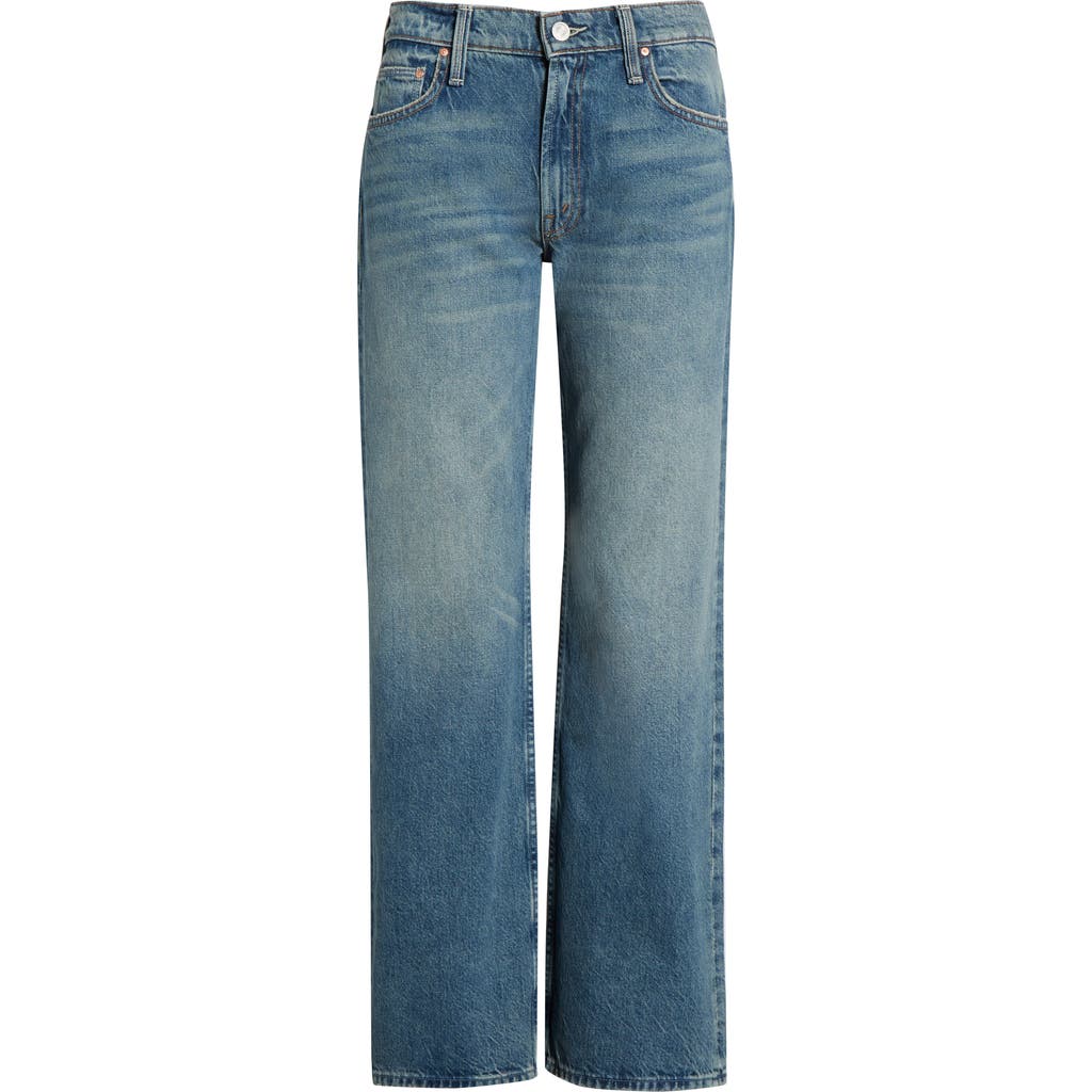 Mother Jeans The Rerun Zip Sneak With Belt Loops And Logo Embroidery On The Back In Blue Denim For Women