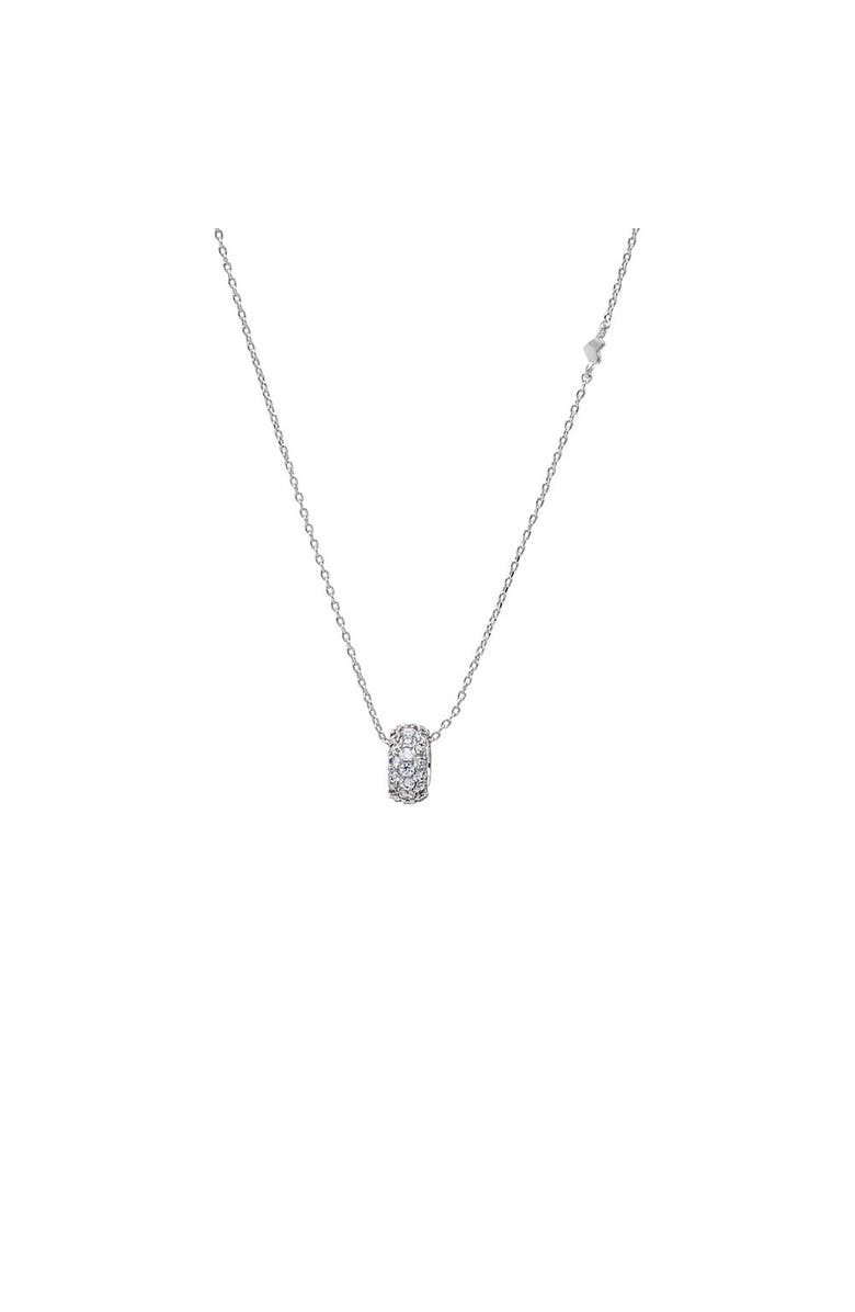 BY ADINA EDEN Wide Pave Roller Charm Necklace, Main, color, Silver