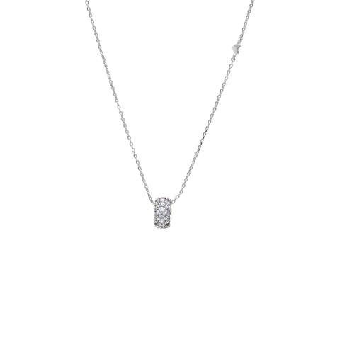 Wide Pave Roller Charm Necklace
