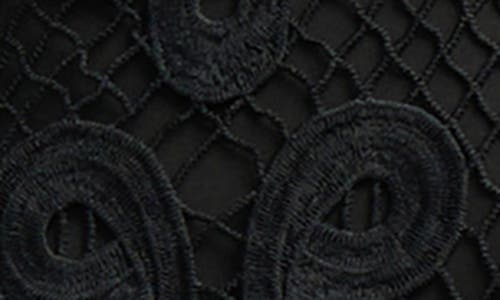Nvlt Mock Neck Short Sleeve Lace Top In Black