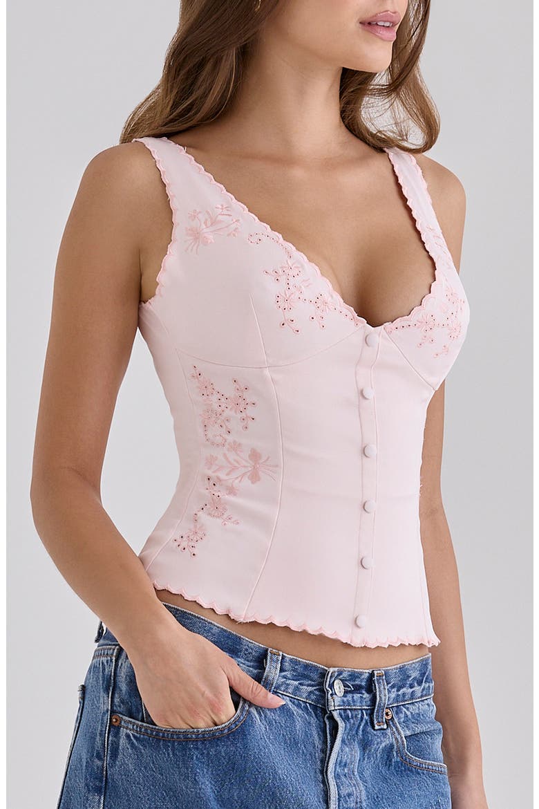 Sophine Embroidered V-Neck Top, Alternate, color, PINK