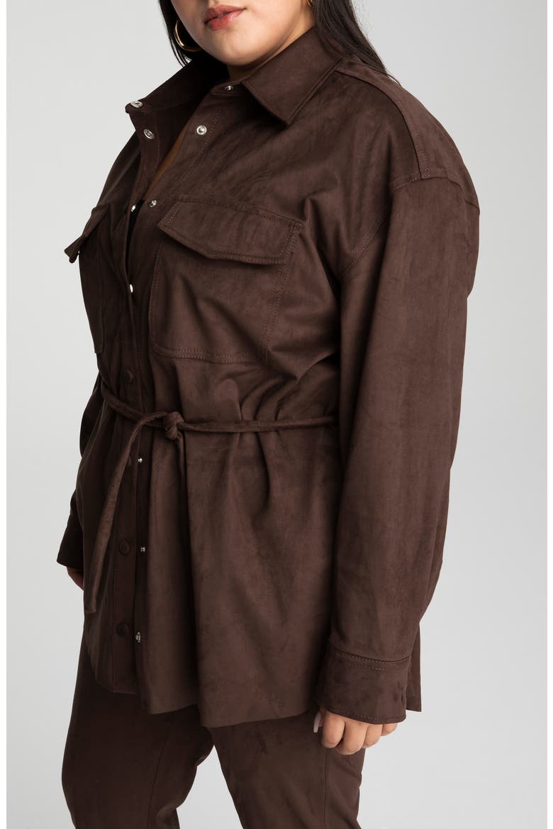 Belted Shirt Jacket, Alternate, color, CHOCOLATE003