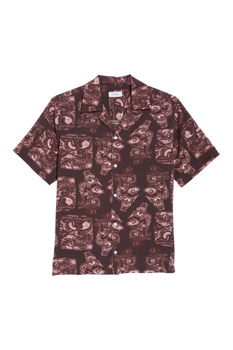 Canty Pendant Print Camp Shirt, Alternate, color, DARK MAUVE