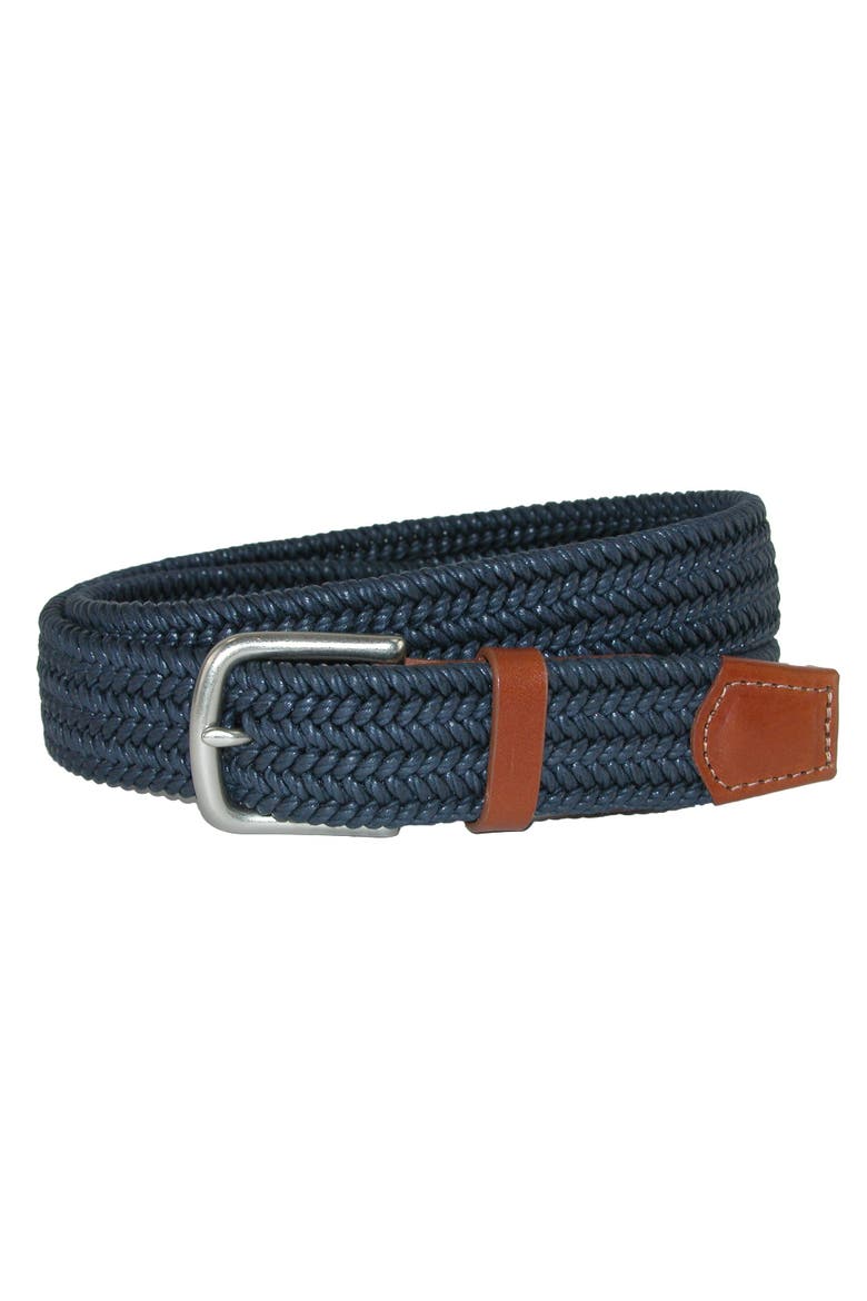 Men's Boca Braided Waxed Cotton Stretch Belt, Main, color, Navy