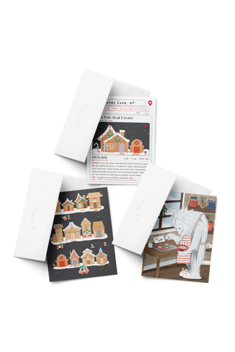 Gingerbread Town, Zillow House, Yeti Cookies Winter/Holiday/Christmas Greeting Card Pack Sets, Main, color, Multi-Pack