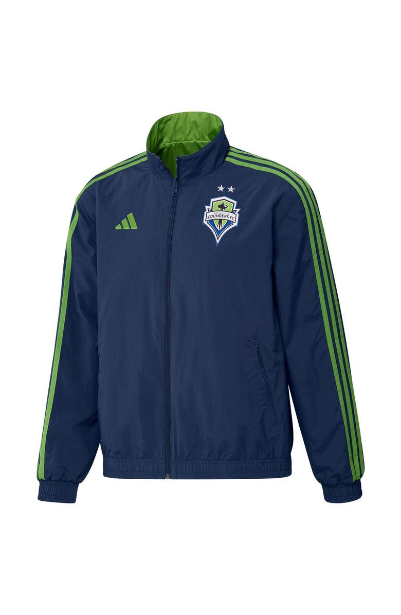 adidas Men's adidas Navy/Green Seattle Sounders FC 2023 On-Field Anthem Full-Zip Reversible Team Jacket, Alternate, color, 