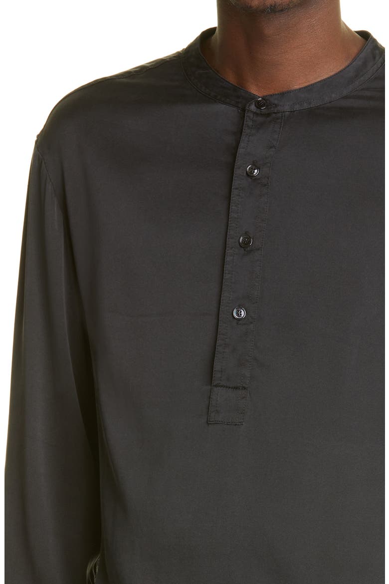 Henley Stretch Silk Pajama Shirt, Alternate, color, BLACK