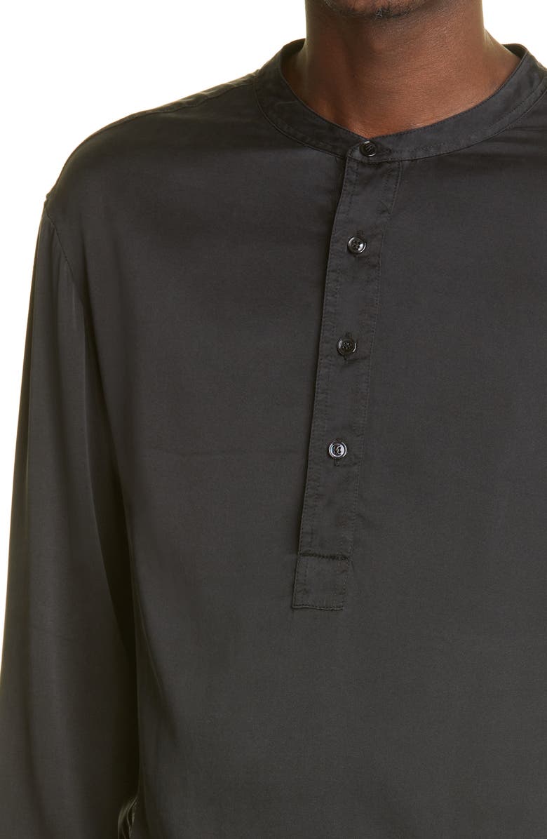 TOM FORD Henley Stretch Silk Pajama Shirt, Alternate, color, Black