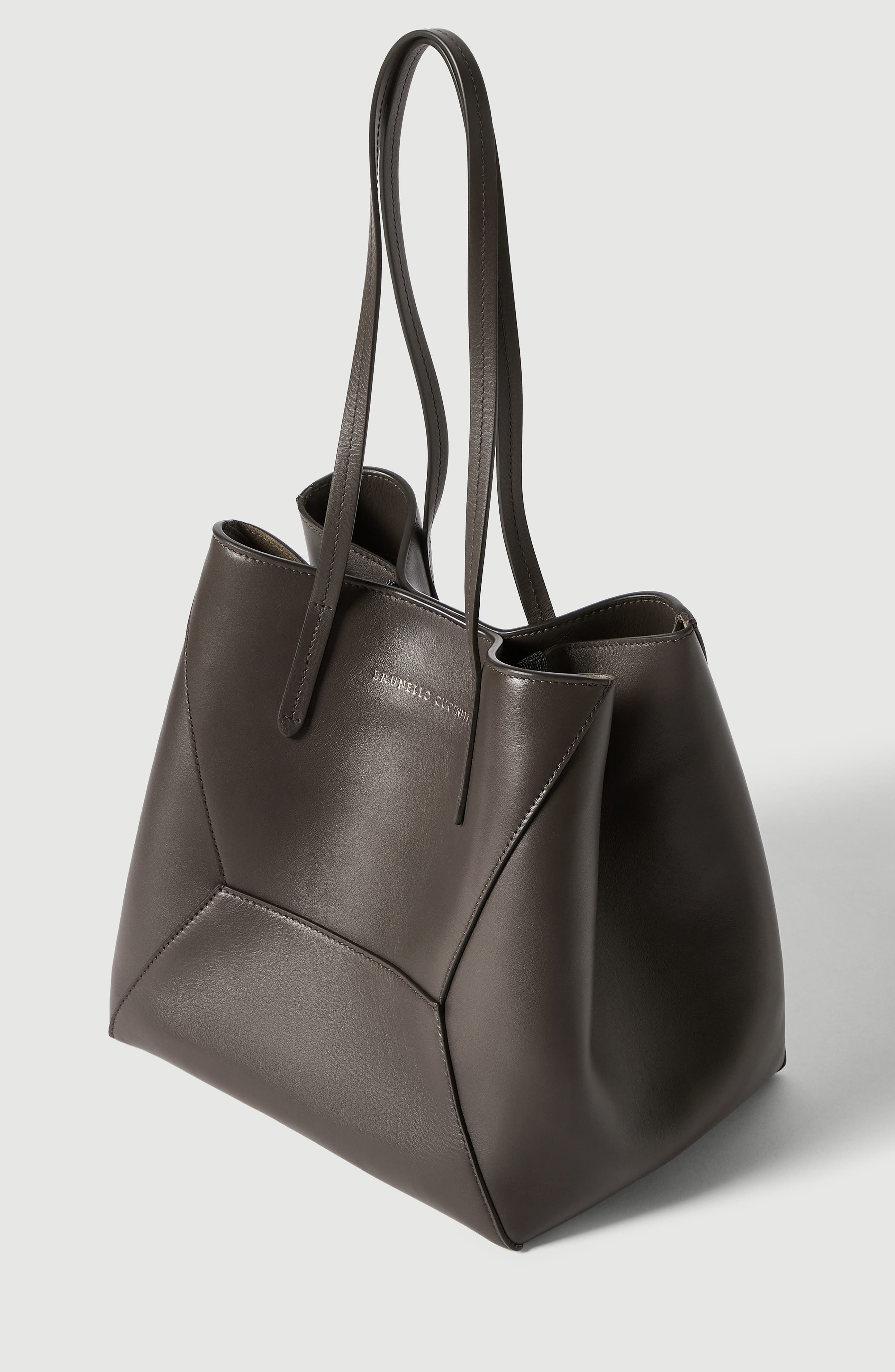 BC Duo small bag in calfskin with monili, Alternate, color, Brown