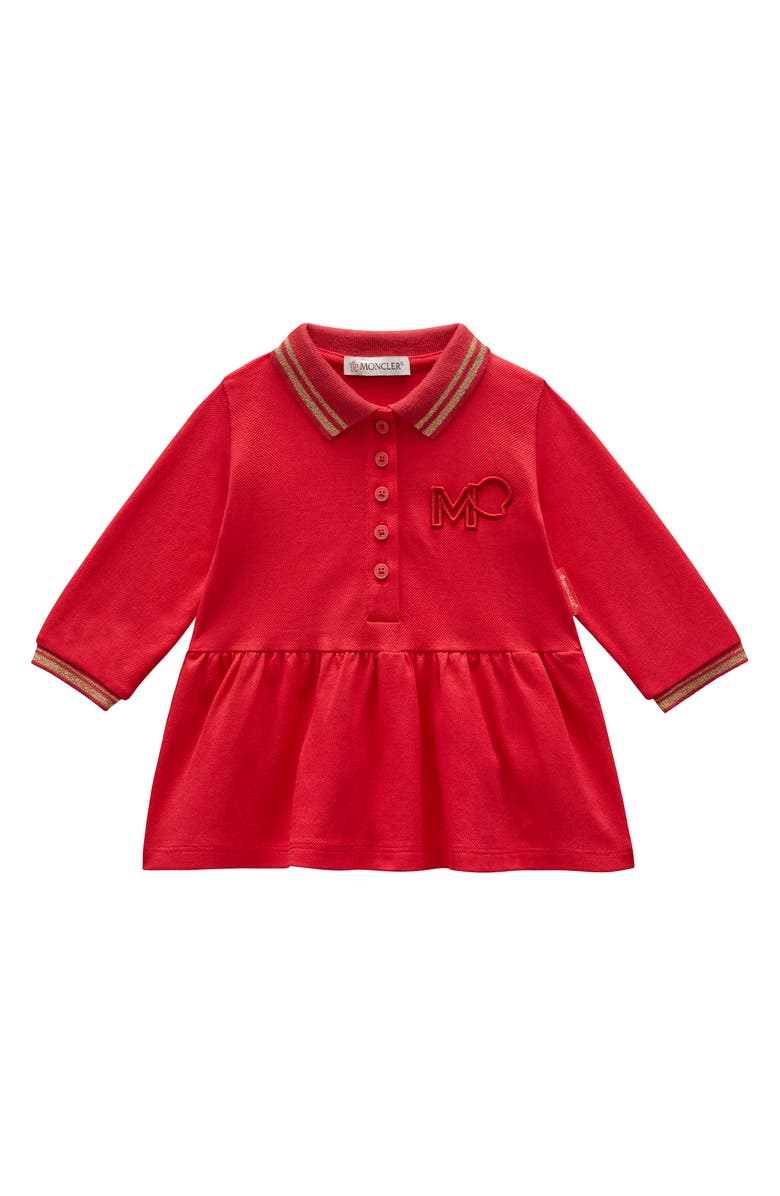 Moncler Kids' Embroidered Logo Cotton Stretch Piqué Polo Dress, Main, color, 